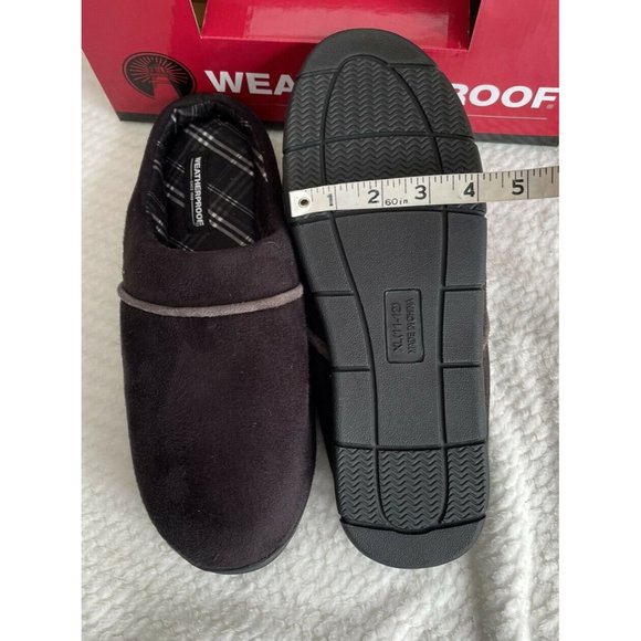 Men’s Size XL 11-12 Weatherproof Vintage Faux Suede Slip On Clog Slippers Black main image 2